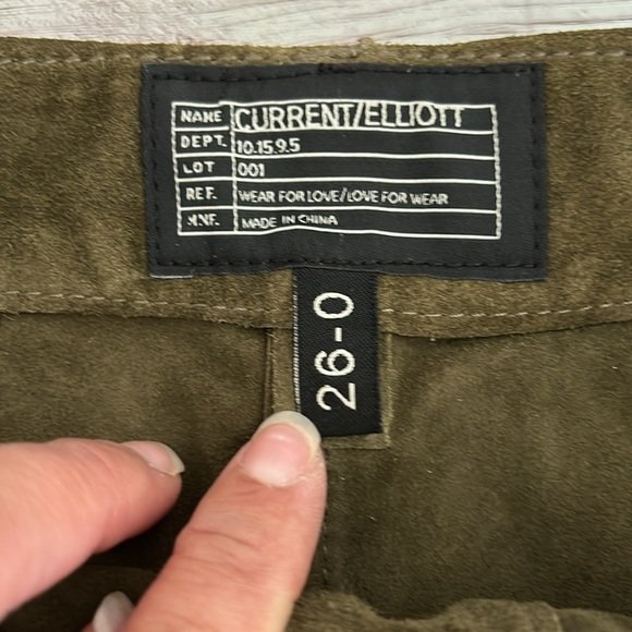 Current/Elliott The Leather Suede Button Front Naval Skirt in Olive Green - Picture 6 of 12